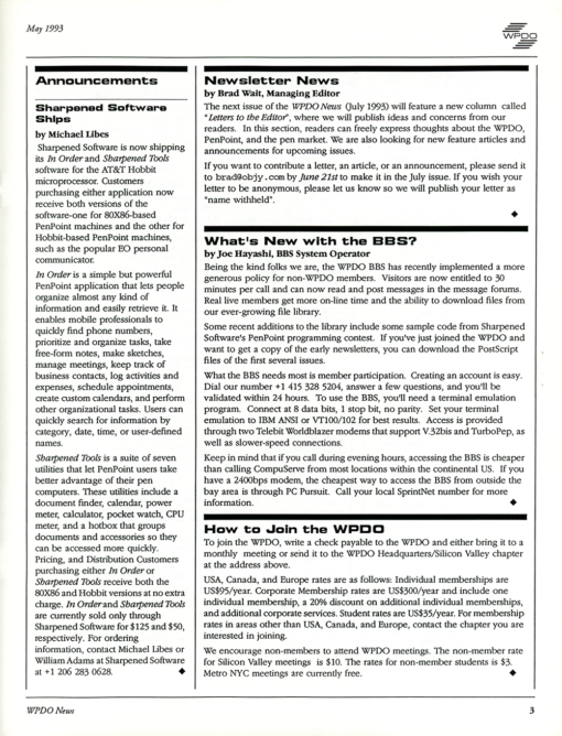WPDO News - Volume 2, Number 3, May 1993 - Image 3