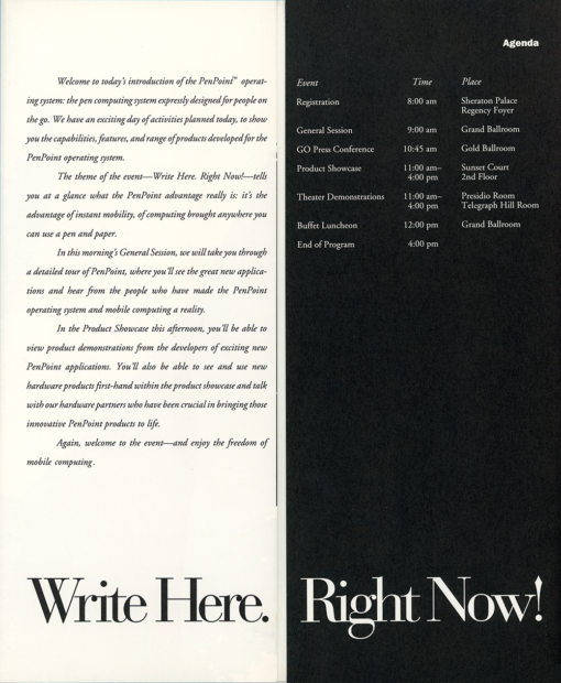 GO Corporation - PenPoint Introduction Program of Events (Handout) - Image 2