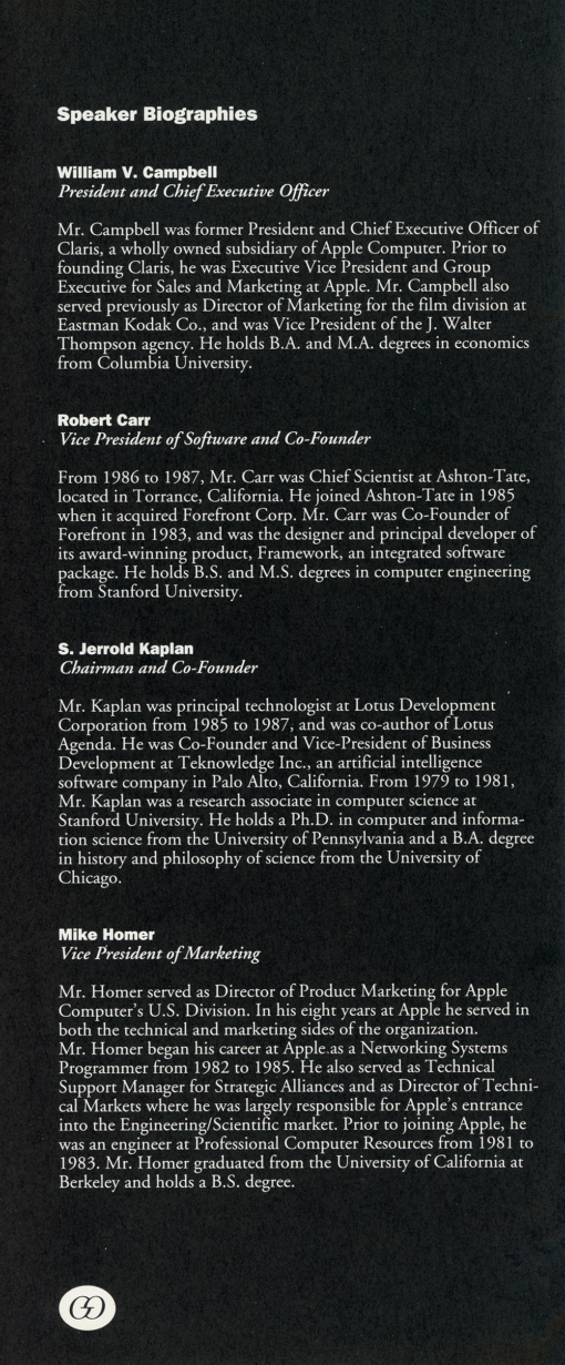 GO Corporation - PenPoint Introduction Program of Events (Handout) - Image 3