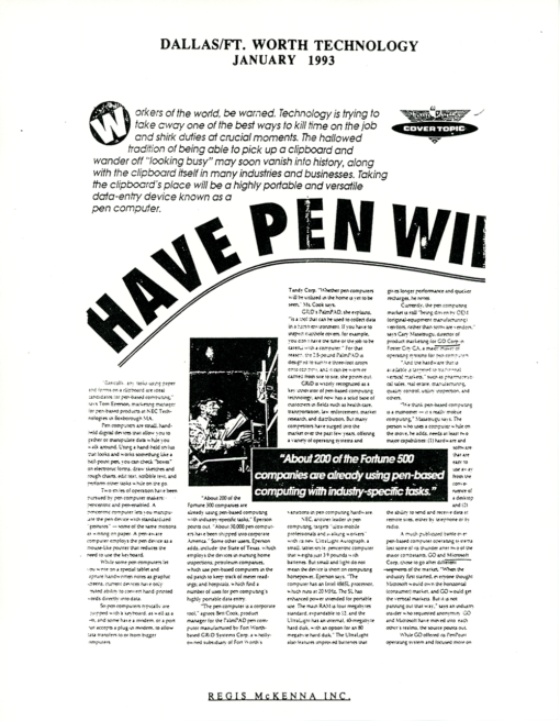 GO Corporation - Regis McKenna Clipping Alert (March 22, 1993) - Image 3