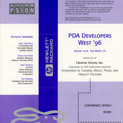 PDA Developers West '96 Conference Details (Pamphlet)