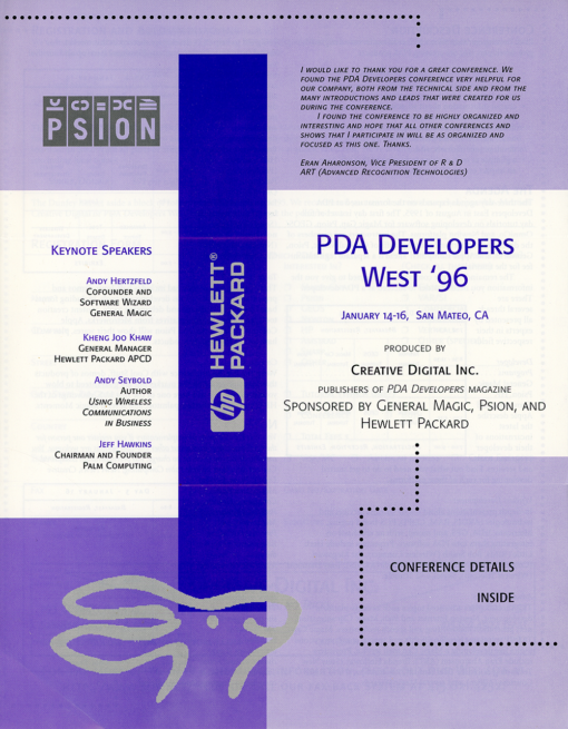 PDA Developers West '96 Conference Details (Pamphlet)