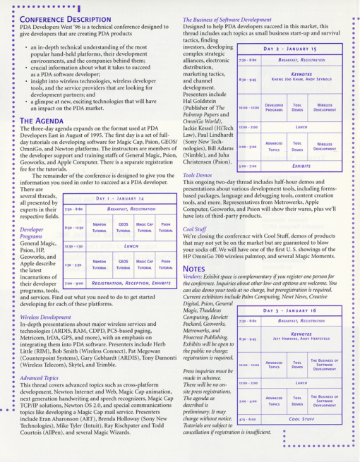 PDA Developers West '96 Conference Details (Pamphlet) - Image 2