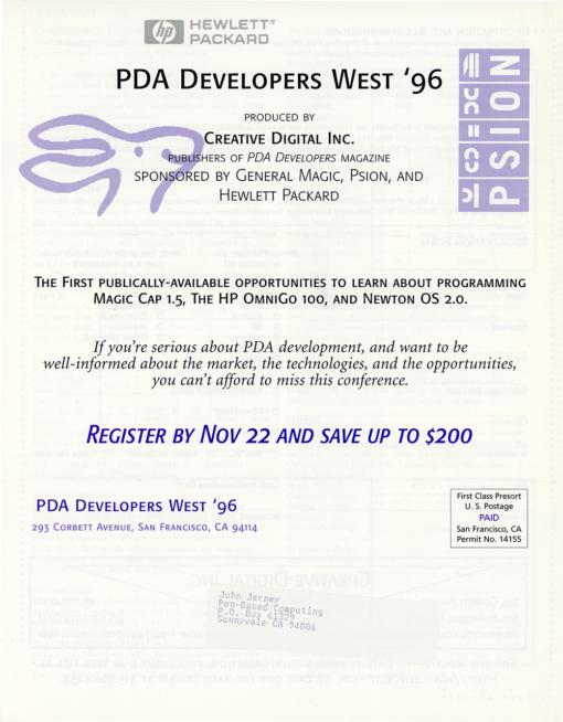 PDA Developers West '96 Conference Details (Pamphlet) - Image 4