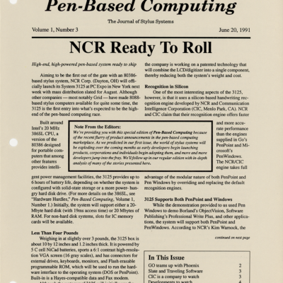 Pen-Based Computing - June 20, 1991 - Volume 1, Number 3