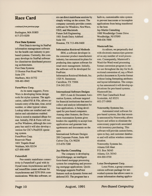 Pen-Based Computing - August, 1991 - Volume 1, Number 4 - Image 10