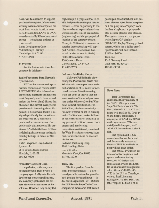 Pen-Based Computing - August, 1991 - Volume 1, Number 4 - Image 11