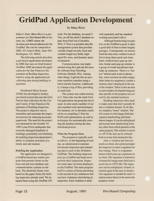 Pen-Based Computing - August, 1991 - Volume 1, Number 4 - Image 12
