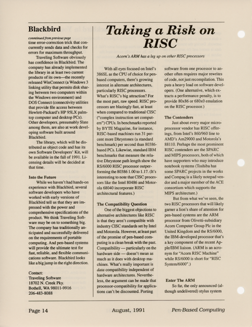 Pen-Based Computing - August, 1991 - Volume 1, Number 4 - Image 14