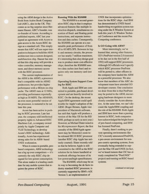 Pen-Based Computing - August, 1991 - Volume 1, Number 4 - Image 15