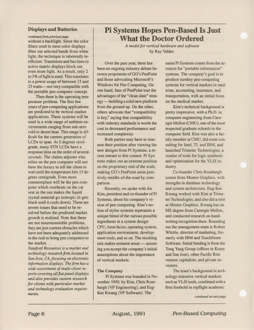 Pen-Based Computing - August, 1991 - Volume 1, Number 4 - Image 6