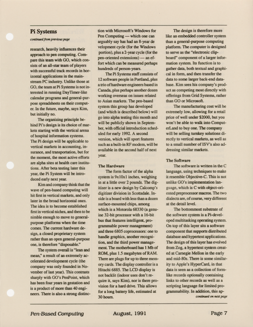 Pen-Based Computing - August, 1991 - Volume 1, Number 4 - Image 7