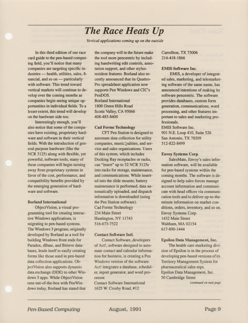 Pen-Based Computing - August, 1991 - Volume 1, Number 4 - Image 9