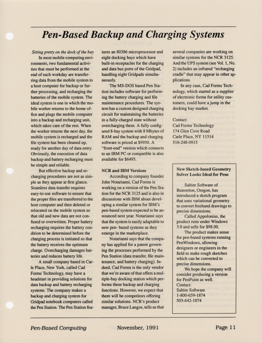 Pen-Based Computing - November, 1991 - Volume 1, Number 5 - Image 11