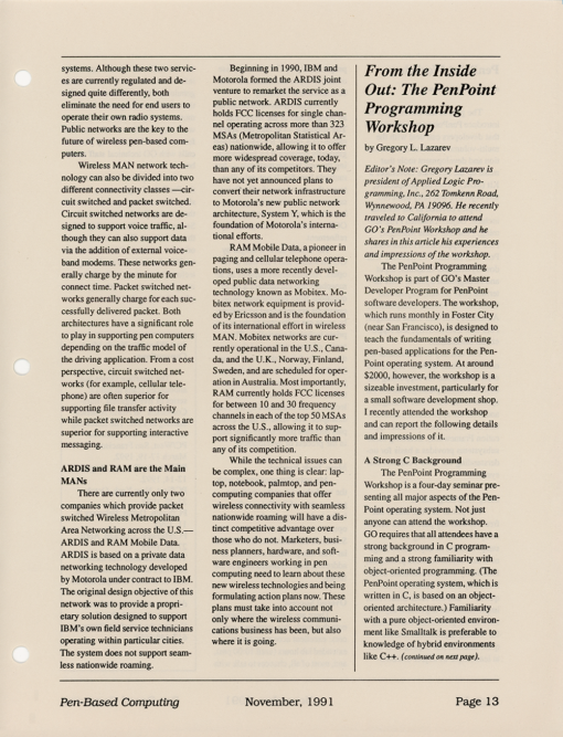 Pen-Based Computing - November, 1991 - Volume 1, Number 5 - Image 13