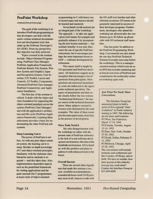 Pen-Based Computing - November, 1991 - Volume 1, Number 5 - Image 14