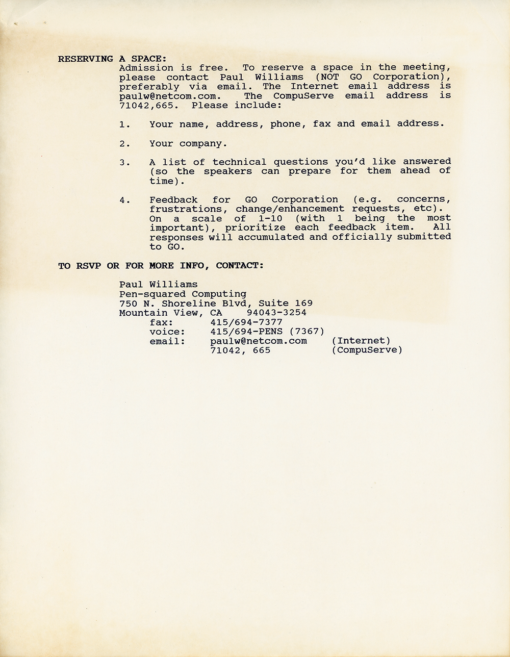 Worldwide PenPoint Developers Organization (WPDO) Meeting Notice - July 23, 1992 - Image 2