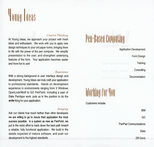 Young Ideas Software Design Services (Pamphlet) - Image 2