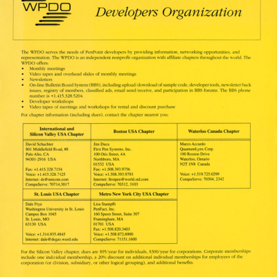 Worldwide PenPoint Developers Organization (WPDO) Flyer - 1993