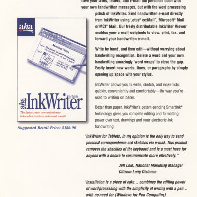 aha! InkWriter for Tablets (Promotional Card)