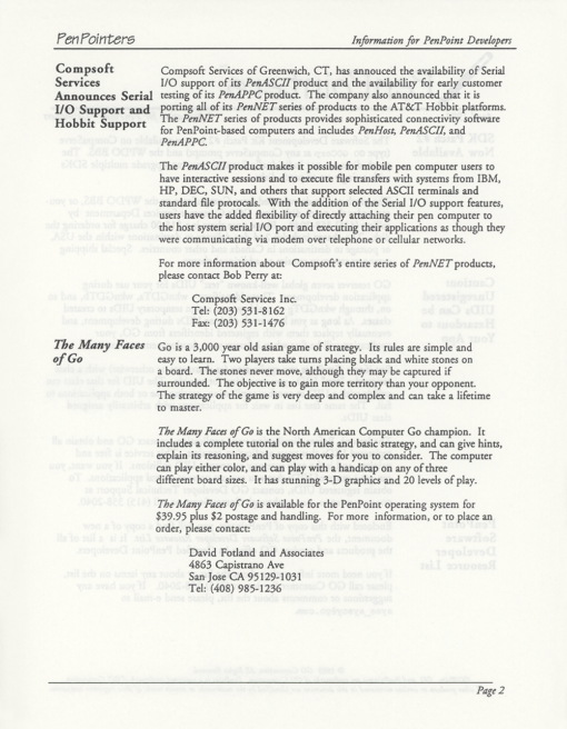 GO Corporation PenPointers April 1993 (Newsletter) - Image 2