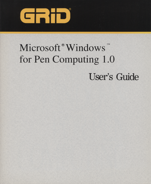 GRiD Microsoft Windows for Pen Computing 1.0 User's Guide