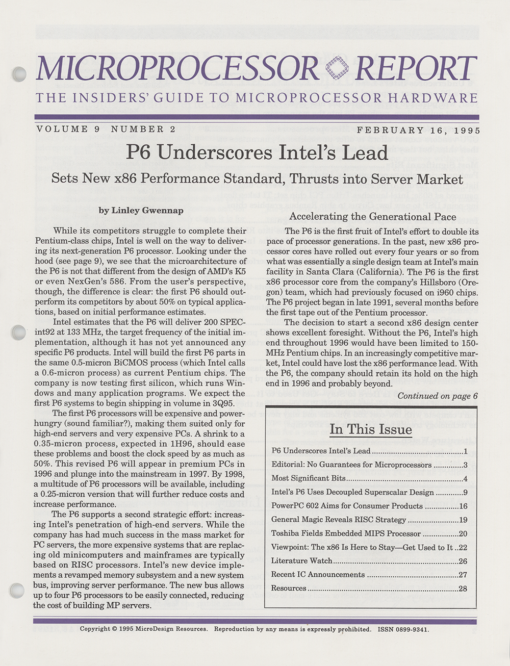 Microprocessor Report - February 16, 1995