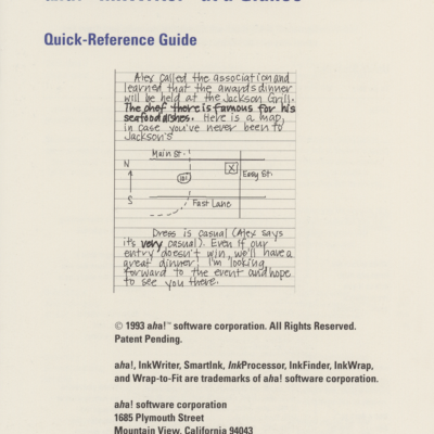 aha! InkWriter at a Glance Quick Reference Guide