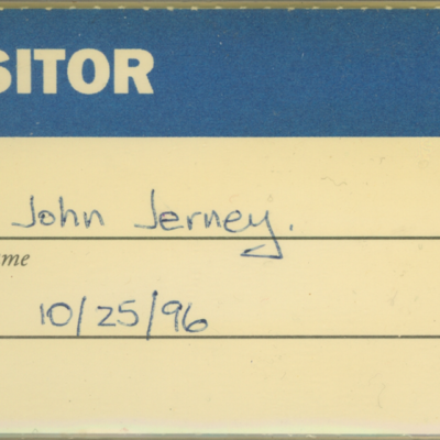 General Magic Visitor's Badge (John Jerney, 10/25/96)