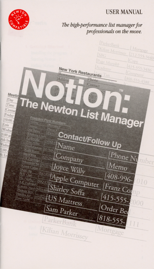 Eidetic, Inc. Notion: The Newton List Manager User Manual