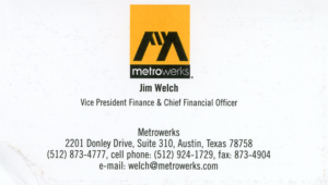 Metrowerks, Inc. - Jim Welch Business Card (Front)
