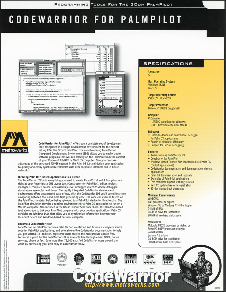 Metrowerks, Inc. - CodeWarrior for PalmPilot Brochure