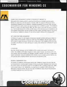 Metrowerks, Inc. - CodeWarrior for Windows CE Brochure (Side 1)