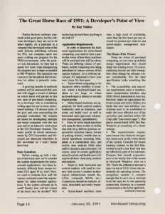 Page 14 — The Great Horse Race of 1991: A Developer’s Point of View