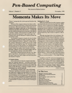 Pen-Based Computing – November, 1991 – Volume 1, Number 5