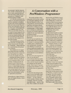 Page 13 — Letter To The Editor: Pie Menus and Soft Keyboards
