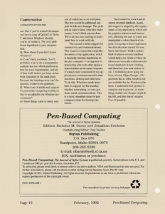Page 16 — A Conversation with a PenWindows Programmer