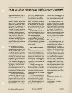 Page 3 — IBM To Ship ThinkPad; Will Support PenDOS