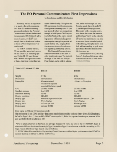 Page 3 — The EO Personal Communicator: First Impressions