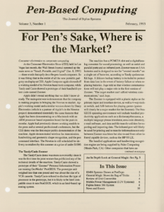 Pen-Based Computing: Volume 3, Number 1 (Cover)