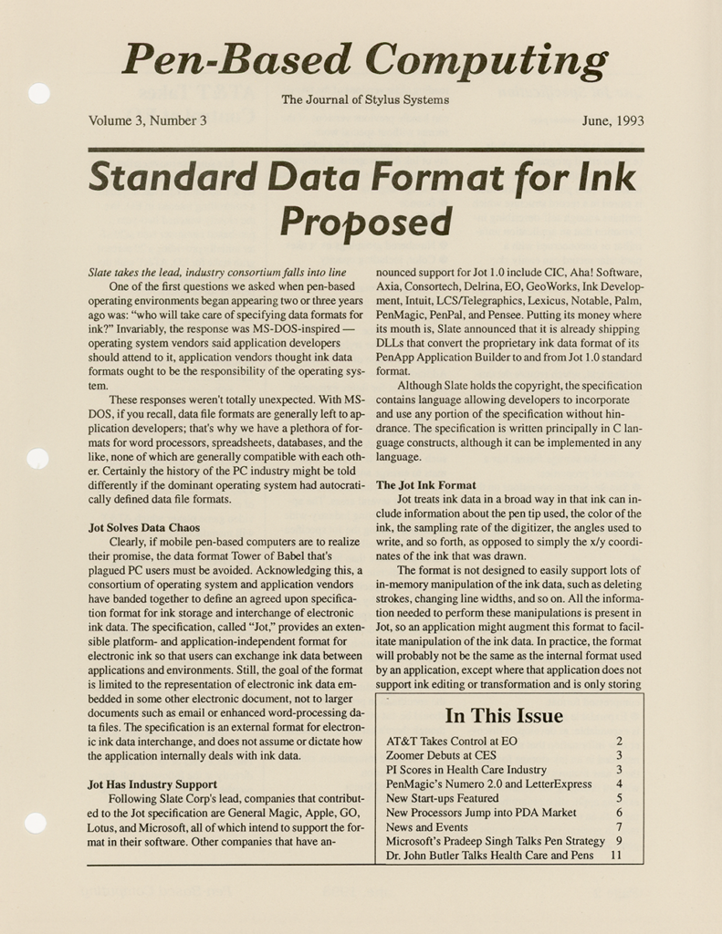 Pen-Based Computing: Volume 3, Number 3 (Cover)
