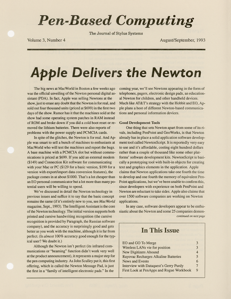Pen-Based Computing: Volume 3, Number 4 (Cover)