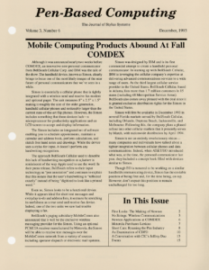 Pen-Based Computing: Volume 3, Number 6 (Cover)