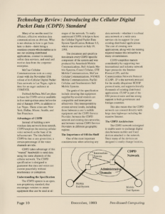 Page 10 — Technology Review: Introducing the Cellular Digital Packet Data (CDPD) Standard