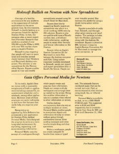 Page 6 — Holosoft Bullish on Newton with New Spreadsheet