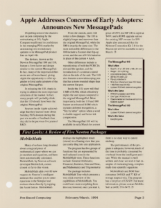 Page 3 — Apple Addresses Concerns of Early Adopters: Announces New MessagePads