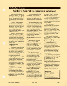 Page 9 — Nestor’s Neural Recognition in Silicon