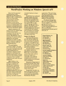 Page 8 — Speech Technology: WordPerfect Working on Windows Speech API