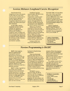 Page 9 — Lexicus Releases Longhand Cursive Recognizer