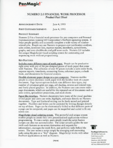 PenMagic Numero 2.0 Product Fact Sheet (Front)